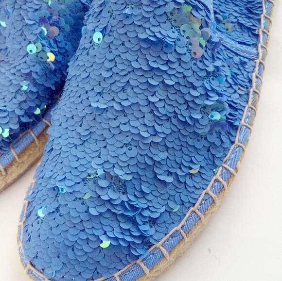 New Circus by Sam Edelman Blue Sequins Flat  Espadrille Shoes Women's Size 9.5 - Picture 10 of 17